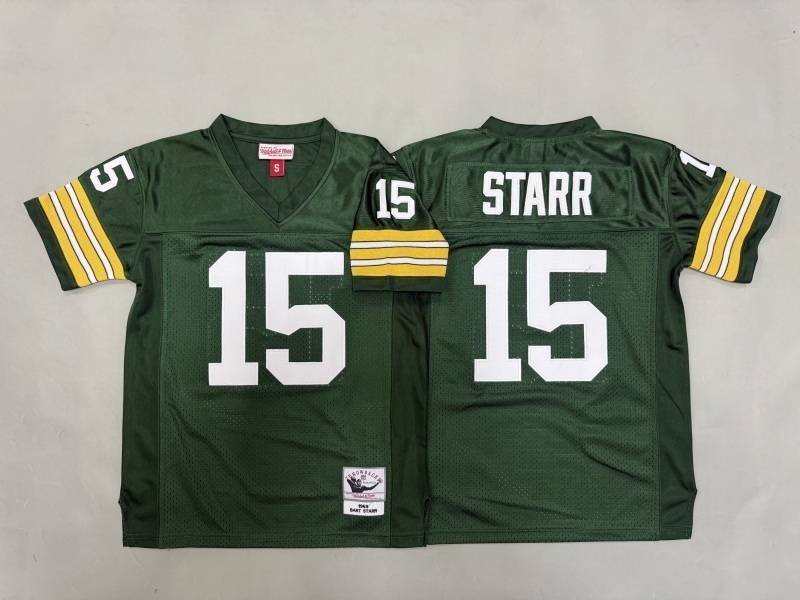 Youth Green Bay Packers #15 Starr Green Throwback Limited Nike NFL Jersey 01